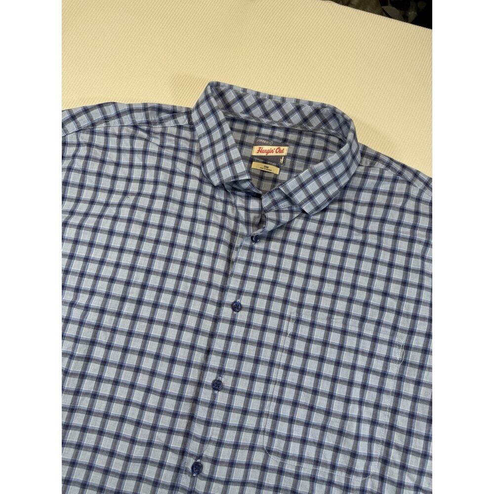 Johnnie O Hangin Out Shirt Mens 2XB Blue Plaid Button Up Big Tall